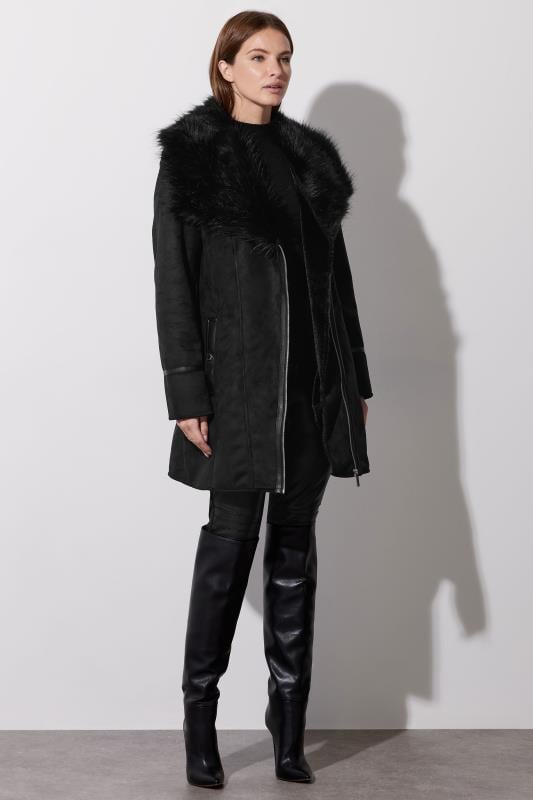 Evans STAR Black Faux Suede Belted Jacket