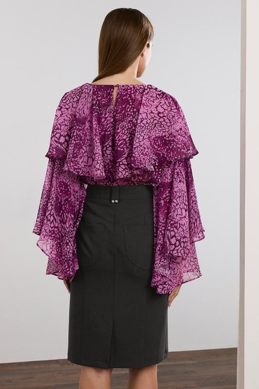 Evans STAR Black Faux Suede Zip Detail Skirt