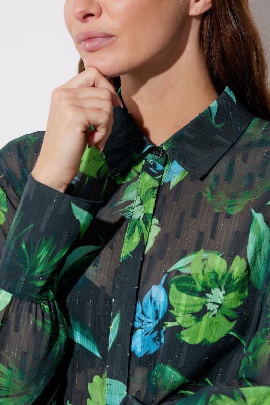 Evans STAR Black Gem Button Floral Print Shirt