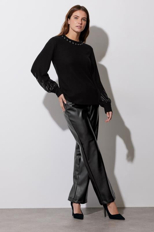 Evans STAR Black Knitted Stud Detail Jumper