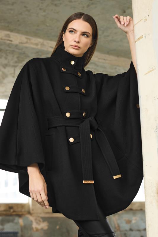 evans STAR Black Military Cape Jacket