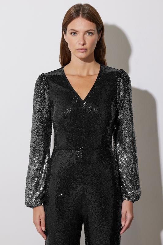 Evans STAR Black Ombre Sequin Jumpsuit