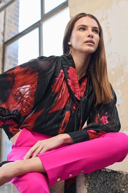 evans STAR Black Oriental Floral Print Blouse