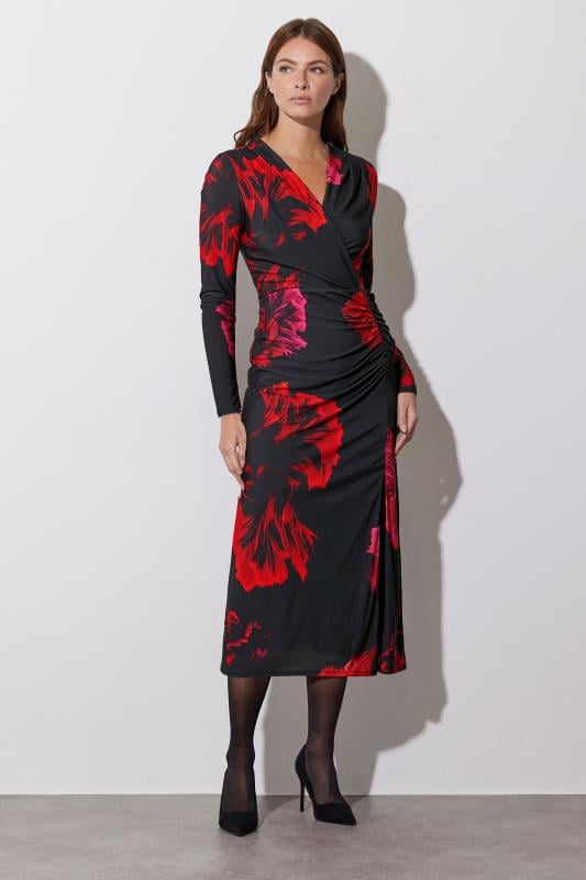 Evans STAR Black Oriental Floral Print Dress