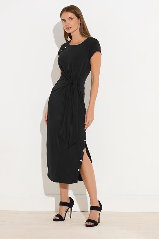 evans STAR Black Popper Detail Midi Dress