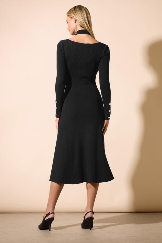 Evans STAR Black Ribbed Cutout Choker Midi Dress