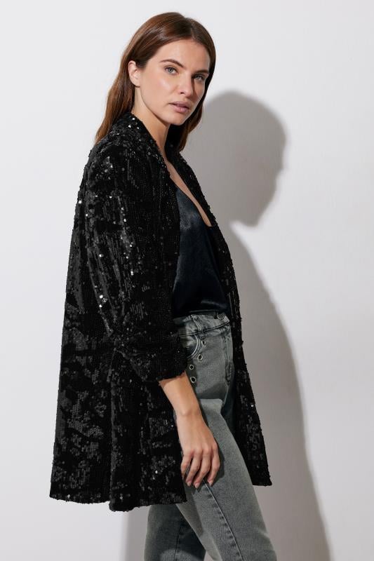 Evans STAR Black Sequin Tailored Blazer