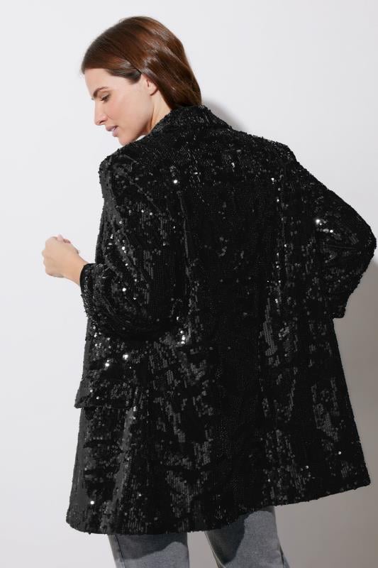 Evans STAR Black Sequin Tailored Blazer