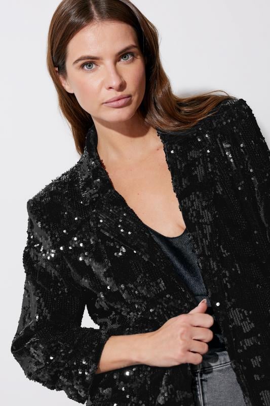 evans STAR Black Sequin Tailored Blazer