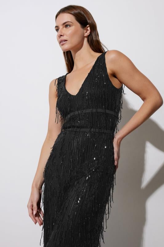 Evans STAR Black Sequin Tassel Jumpsuit