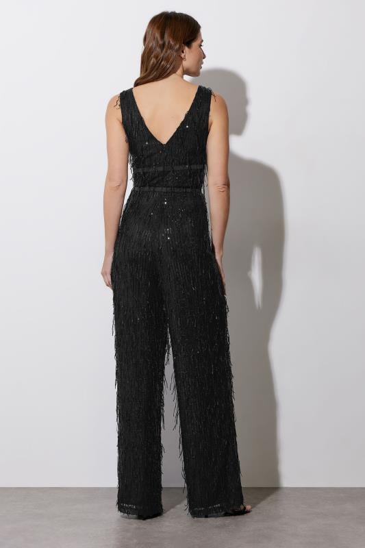 Evans STAR Black Sequin Tassel Jumpsuit