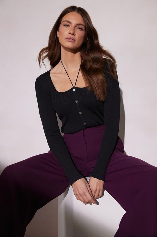 evans STAR Black Square Neck Tie Top