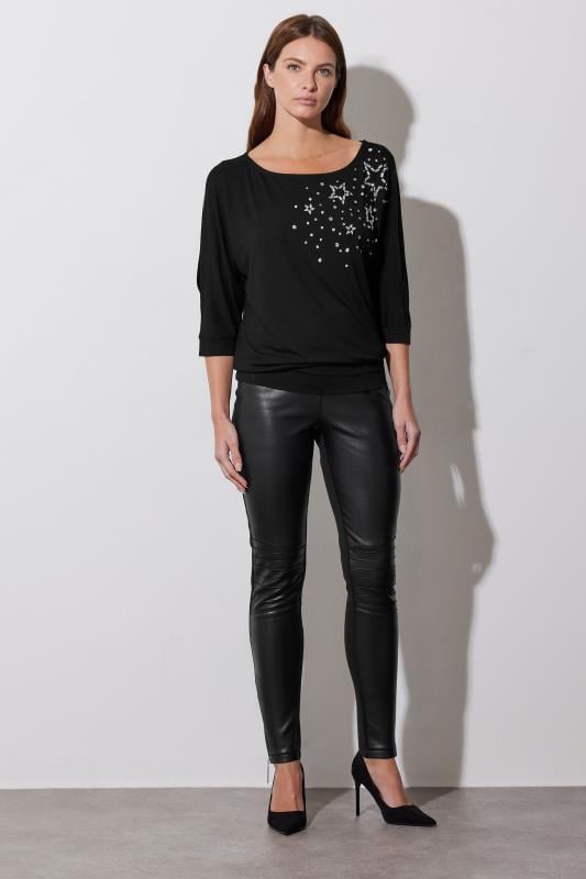 Evans STAR Black Star Diamante Embellished Top