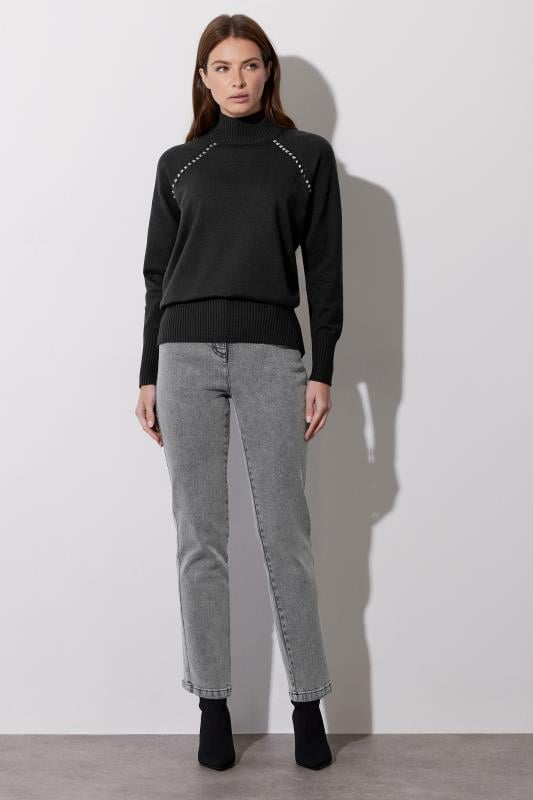 Evans STAR Black Stud Embellished Raglan Jumper