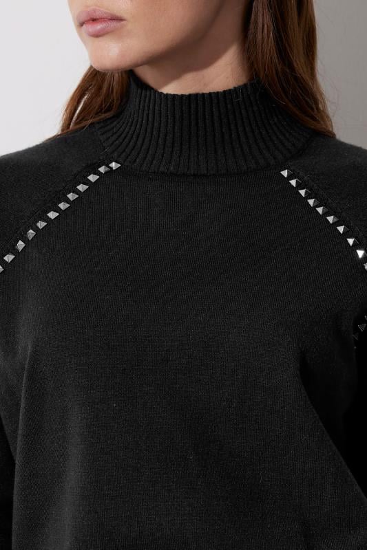 Evans STAR Black Stud Embellished Raglan Jumper