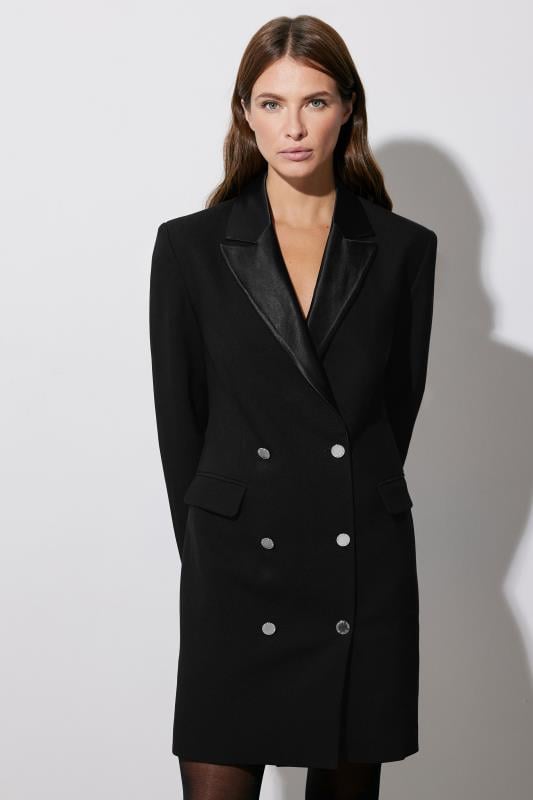 Evans STAR Black Tuxedo Button Detail Dress