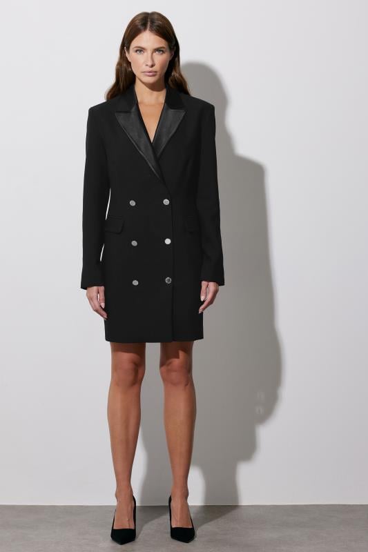 Evans STAR Black Tuxedo Button Detail Dress