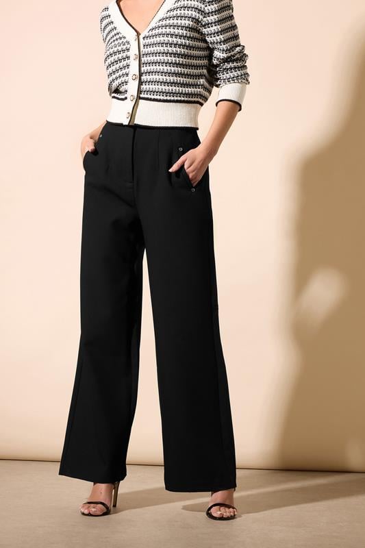 Evans STAR Black Wide Leg Trousers