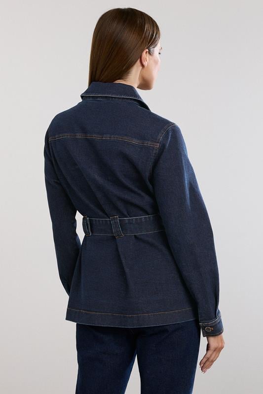 Evans STAR Blue Belted Denim Jacket
