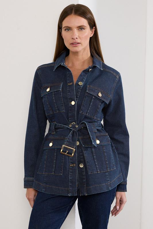 evans STAR Blue Belted Denim Jacket