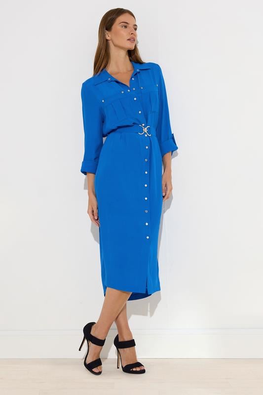Evans STAR Blue Buckle Shirt Dress