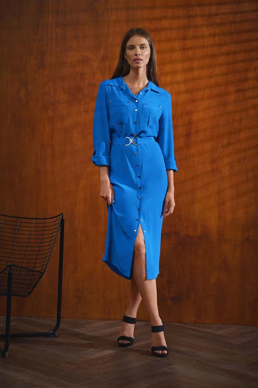 evans STAR Blue Buckle Shirt Dress