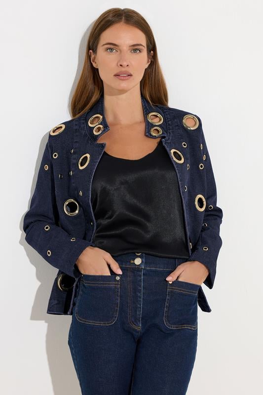 Evans STAR Blue Denim Eyelet Detail Jacket