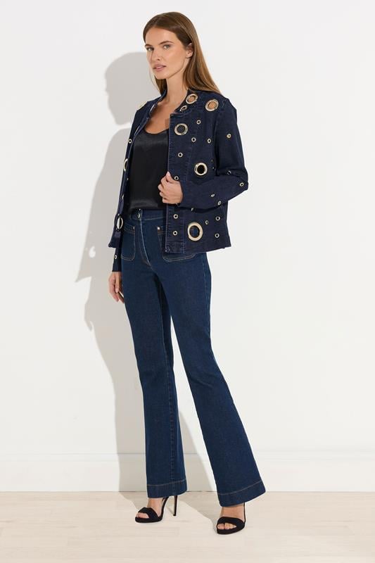 Evans STAR Blue Denim Eyelet Detail Jacket