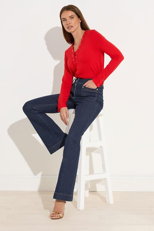 Evans STAR Blue Denim Kick Flare Jeans