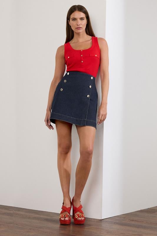 Evans STAR Blue Denim Wrap Mini Skirt