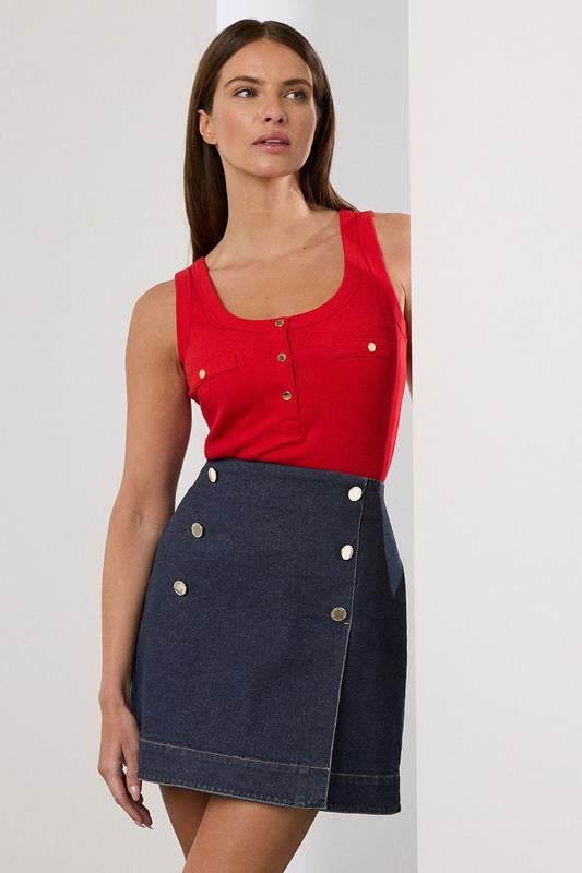 evans STAR Blue Denim Wrap Mini Skirt