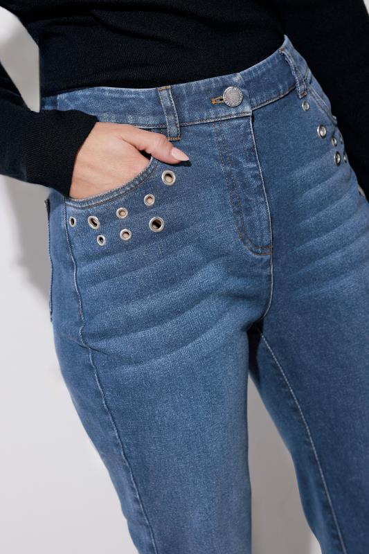 Evans STAR Blue Eyelet Detail Boyfriend Jeans