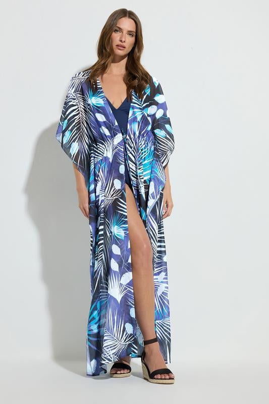 Evans STAR Blue Tropical Palm Beach Kimono