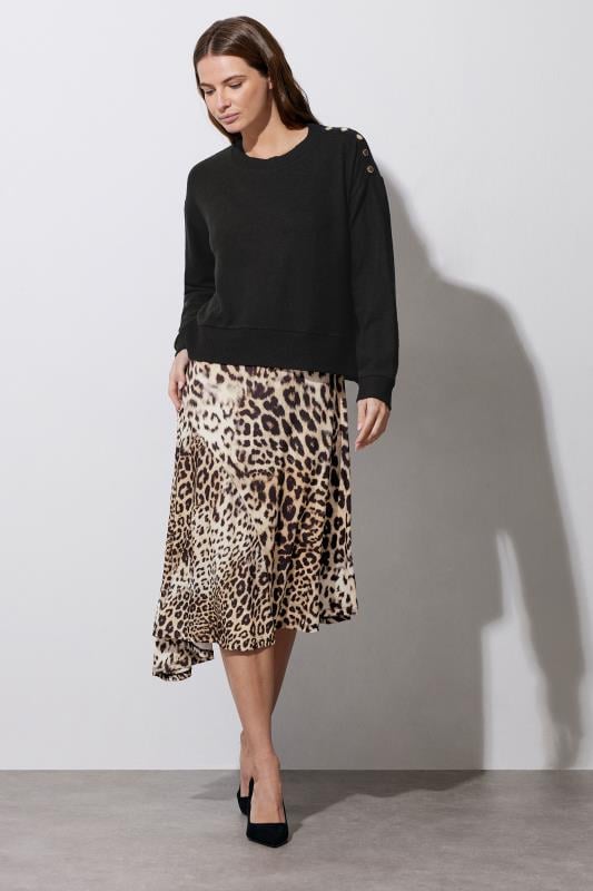 Evans STAR Brown 2-in-1 Leopard Print Midi Dress