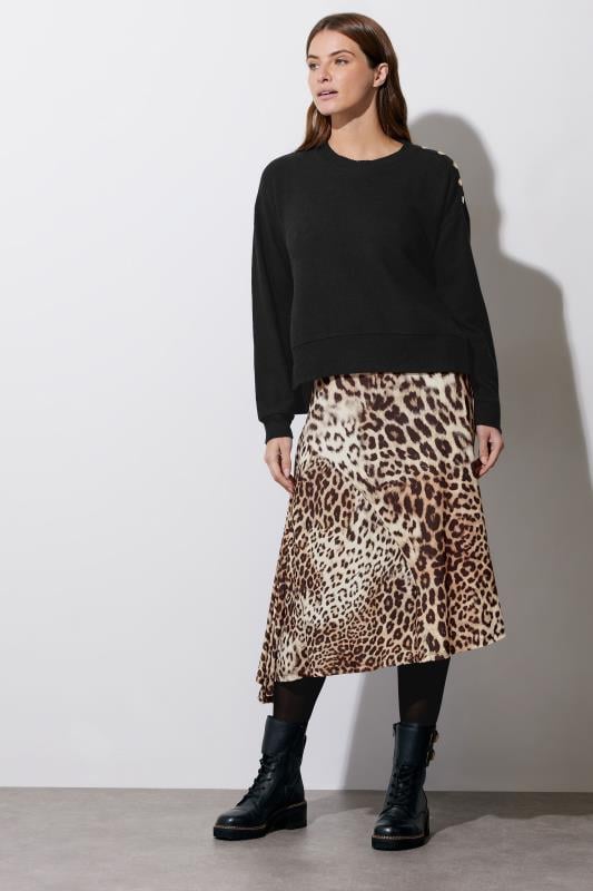 evans STAR Brown 2-in-1 Leopard Print Midi Dress