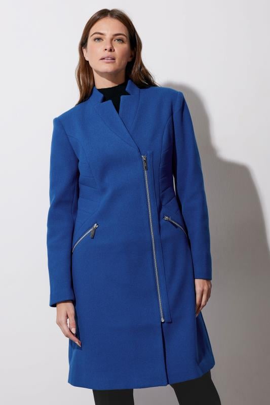 Evans STAR Cobalt Blue Zip Detail Tailored Coat