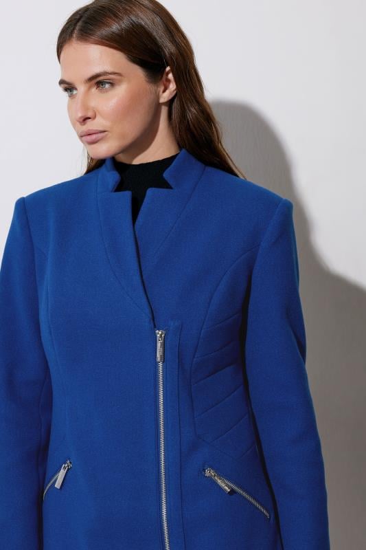 Evans STAR Cobalt Blue Zip Detail Tailored Coat