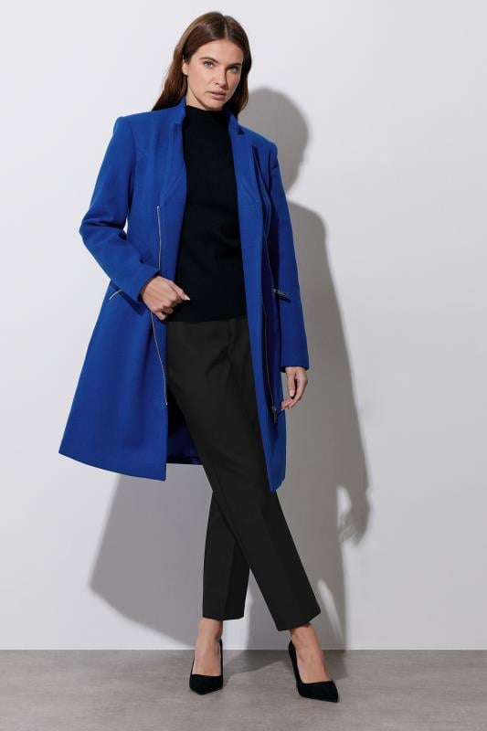 evans STAR Cobalt Blue Zip Detail Tailored Coat