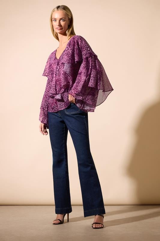 Evans STAR Fuchsia Pink Mesh Snake Print Blouse