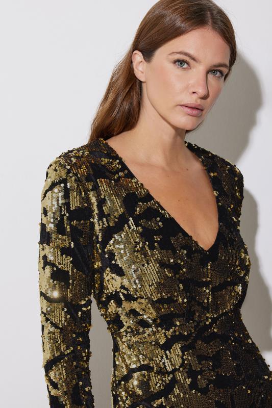 Evans STAR Gold Abstract Sequin Mini Dress
