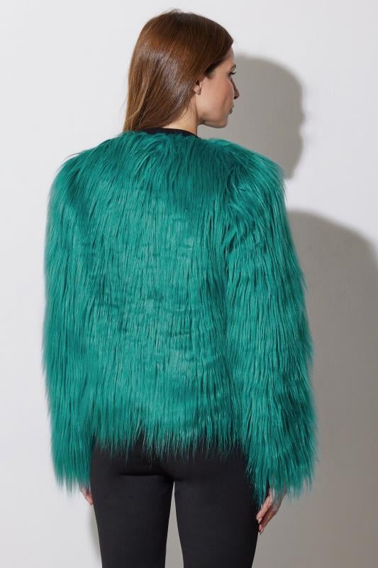 Evans STAR Green Faux Fur Coat