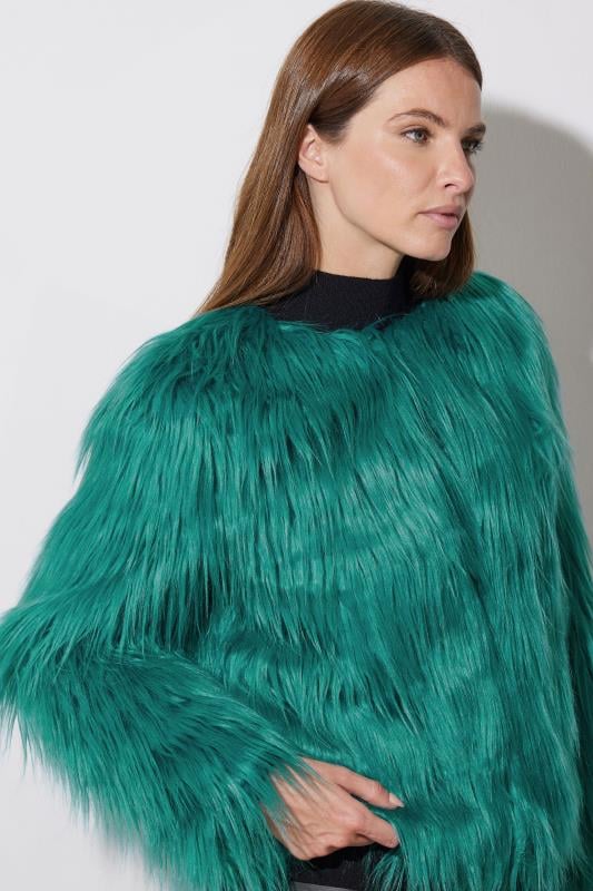 Evans STAR Green Faux Fur Coat