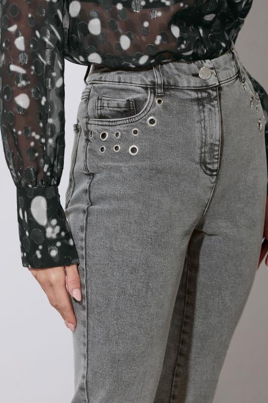 Evans STAR Grey Eyelet Stud Boyfriend Jeans
