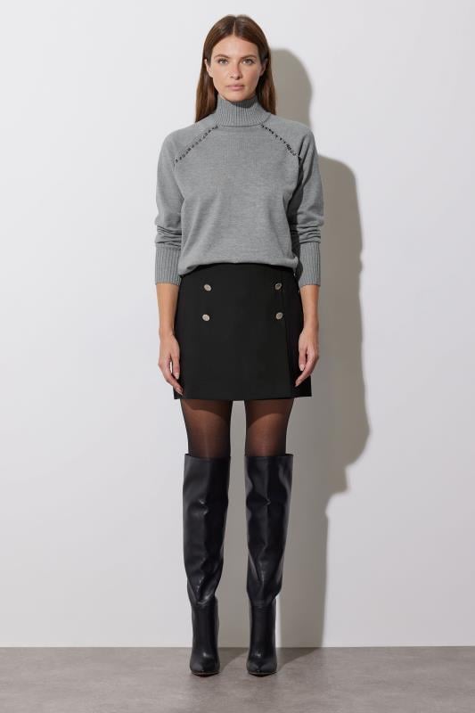 Evans STAR Grey Stud Embellished Raglan Jumper