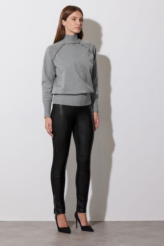 Evans STAR Grey Stud Embellished Raglan Jumper