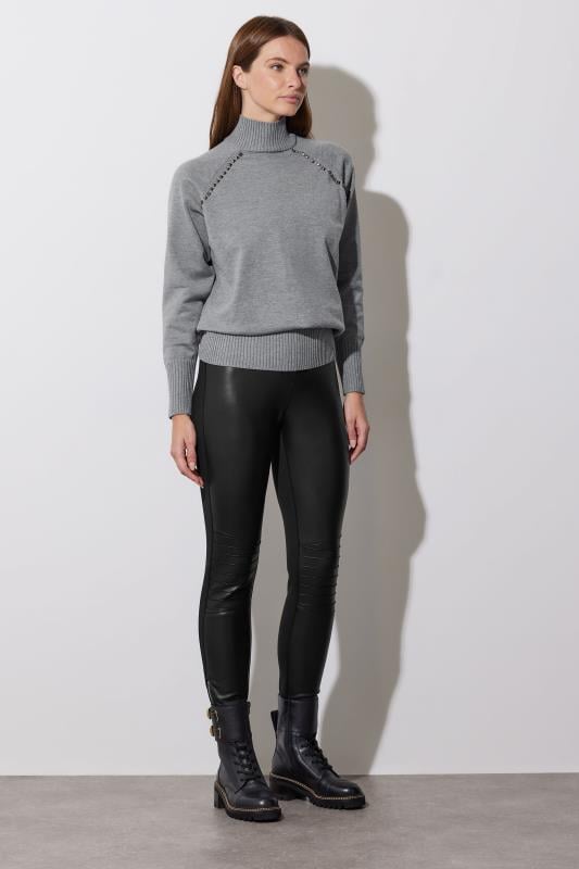 evans STAR Grey Stud Embellished Raglan Jumper