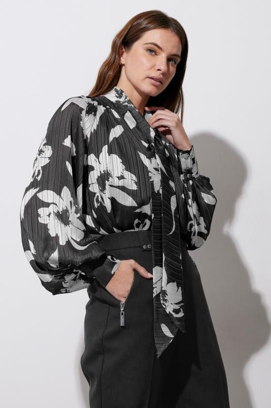 evans STAR Grey & White Floral Print Blouse