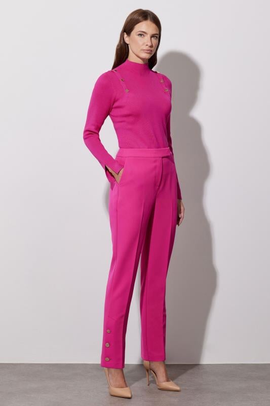 Evans STAR Hot Pink Button Detail Knitted Jumper