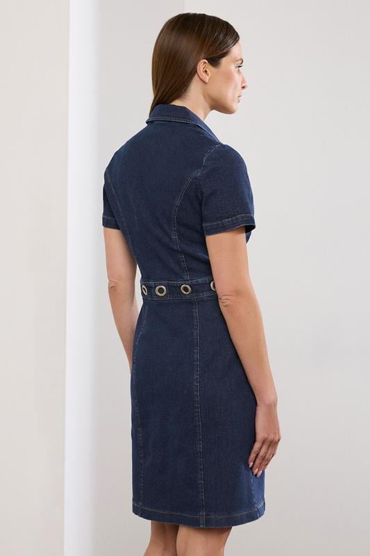 Evans STAR Indigo Blue Denim Eyelet Mini Dress