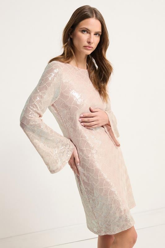Evans STAR Light Pink Sequin Cowl Back Mini Dress